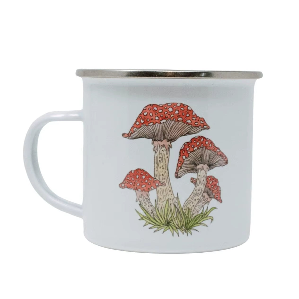 Mushroom Enamel Coffee Mug Funny Jungle Camping Tea Cup, Custom Enamel Mug, Friends Birthday Gift