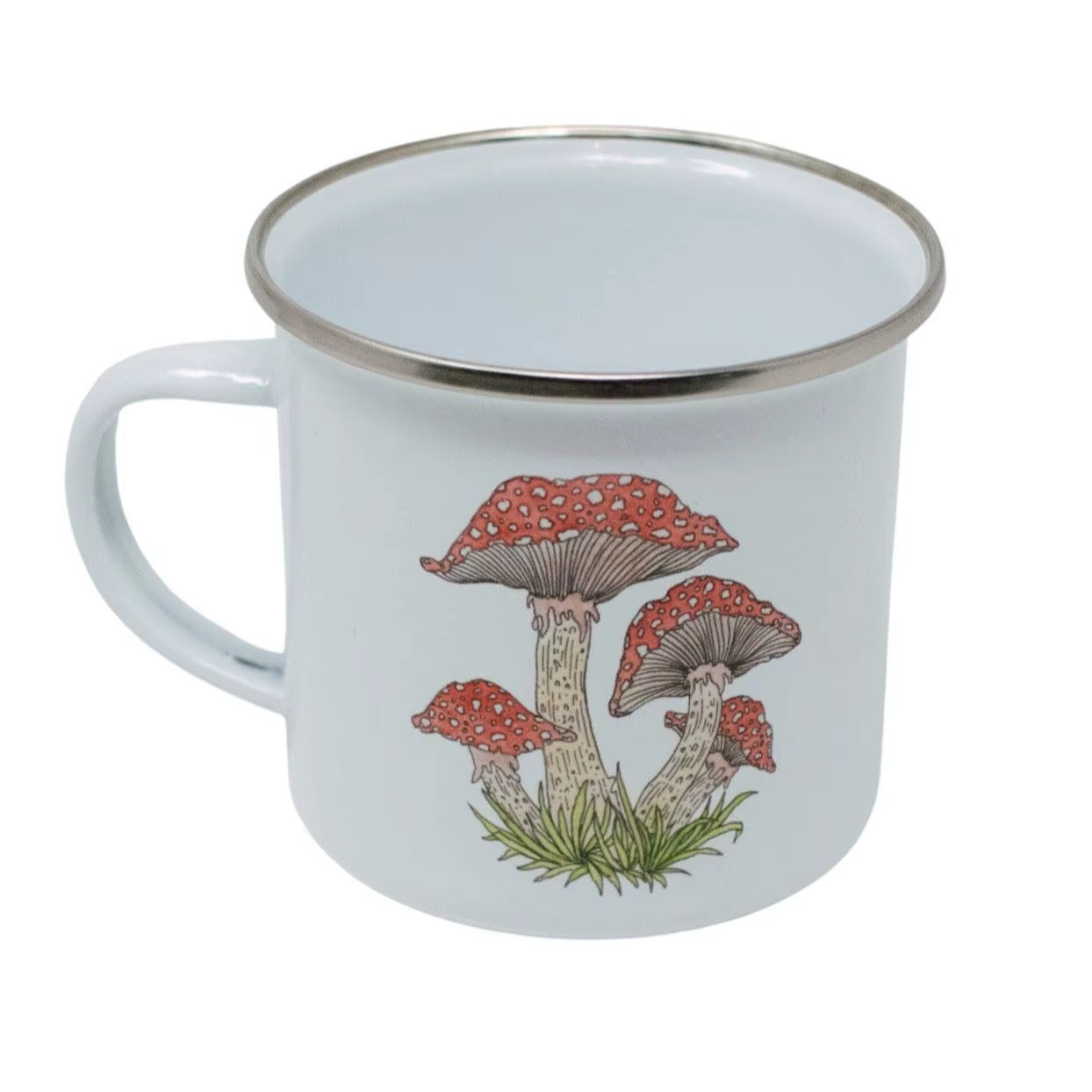 Mushroom Enamel Coffee Mug Funny Jungle Camping Tea Cup, Custom Enamel Mug, Friends Birthday Gift